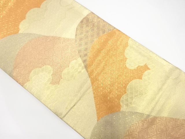 佐賀錦山並みに霞模様織出し袋帯